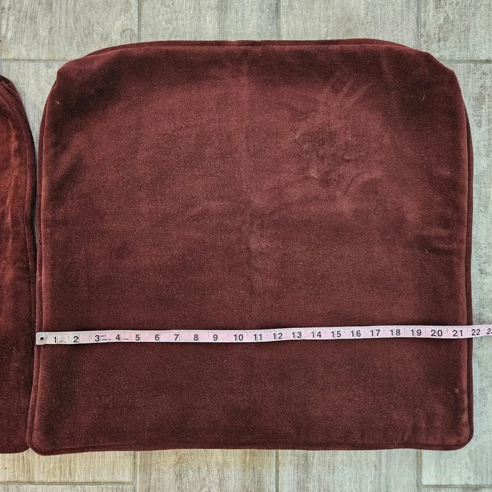Upholstery Pillow Covers Set of 2 20x20 Burgundy Velvet Square Zipper Accent
